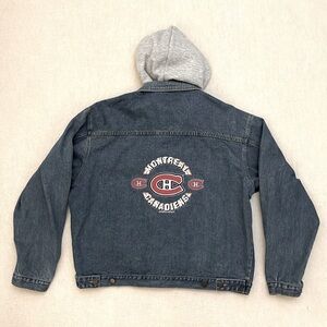 Vintage Montreal Canadiens Street Legends NHL Denim Jacket 90s w/ Removable Hood